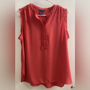 Chelsea & Theodore Red Sleeveless Ruffled Blouse L